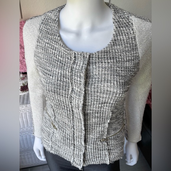 ANTHROPOLOGIE Cartonnier Cotton Tweed Jacket with Gold Metallic Threads size S - Picture 3 of 11